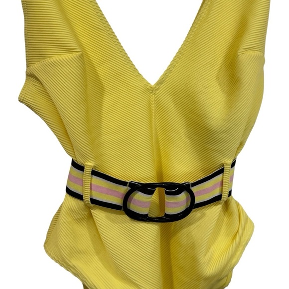 & Other Stories Belted High Cut Swimsuit 70’s Retro Summer Vacation Size 8 - Picture 3 of 13